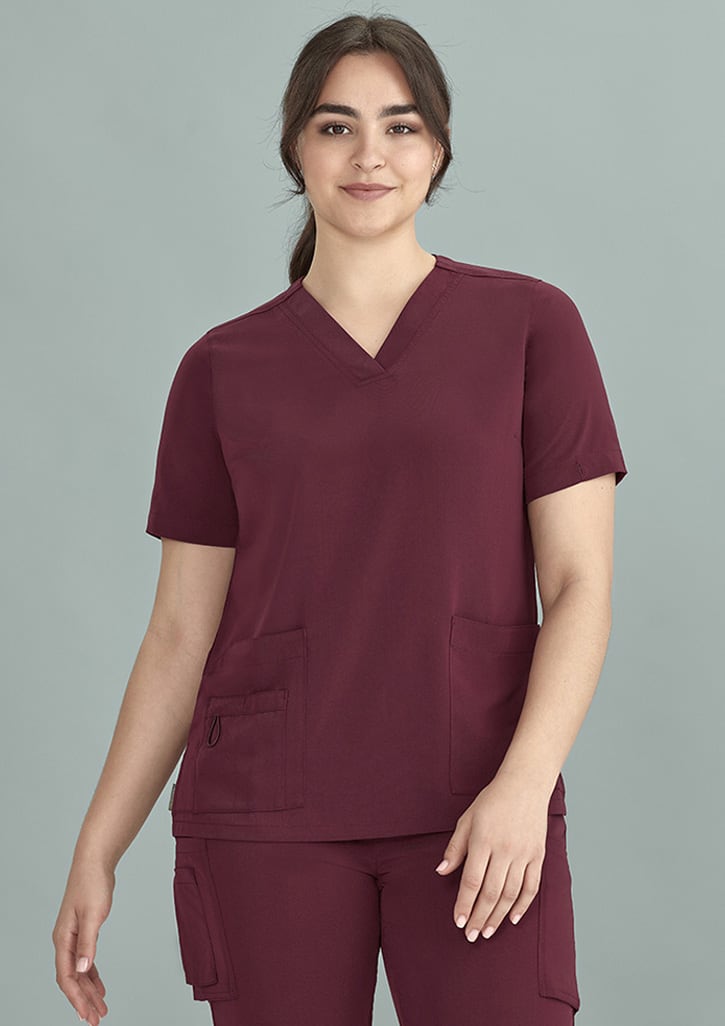 Womens Avery V-Neck Scrub Top - CST941LS Image Burgundy