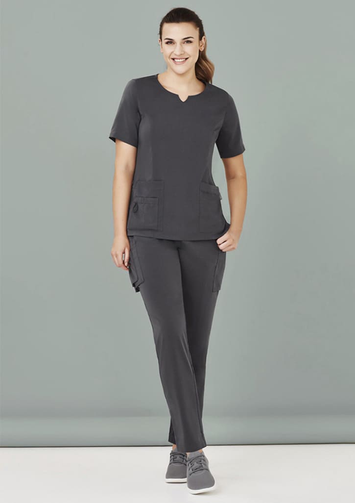 Womens Avery Round Neck Scrub Top - CST942LS Image Charcoal