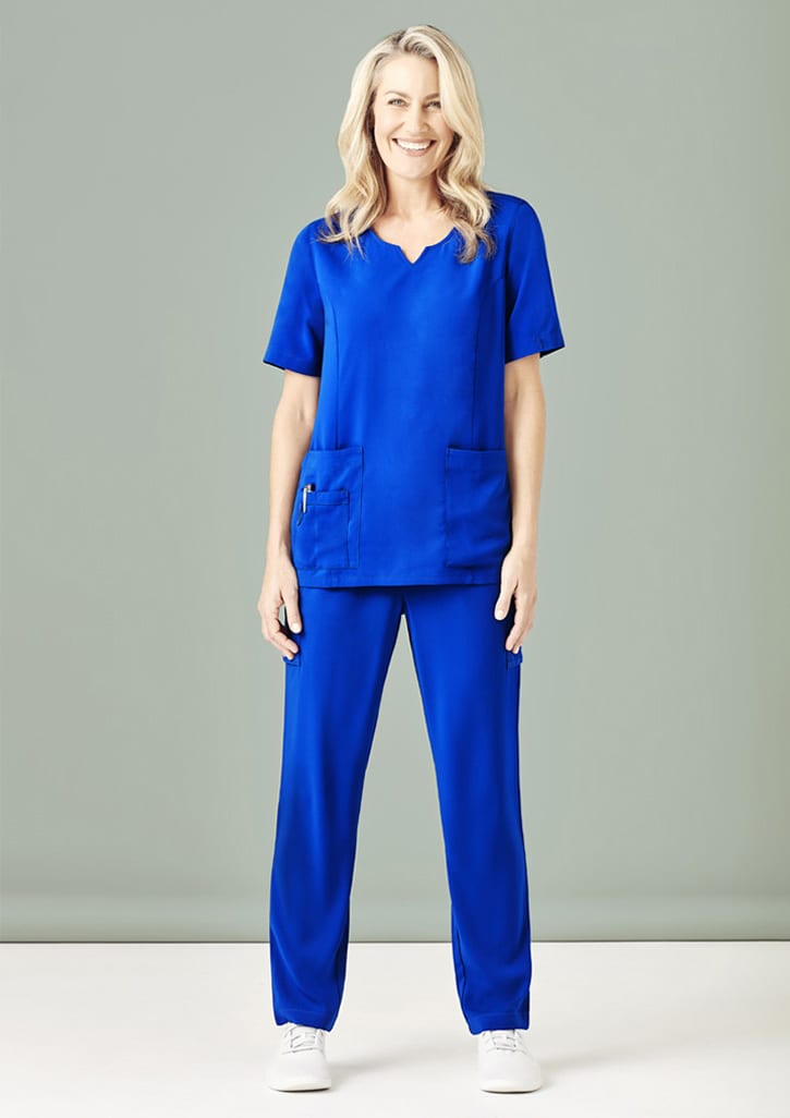 Womens Avery Round Neck Scrub Top - CST942LS Image Electric Blue
