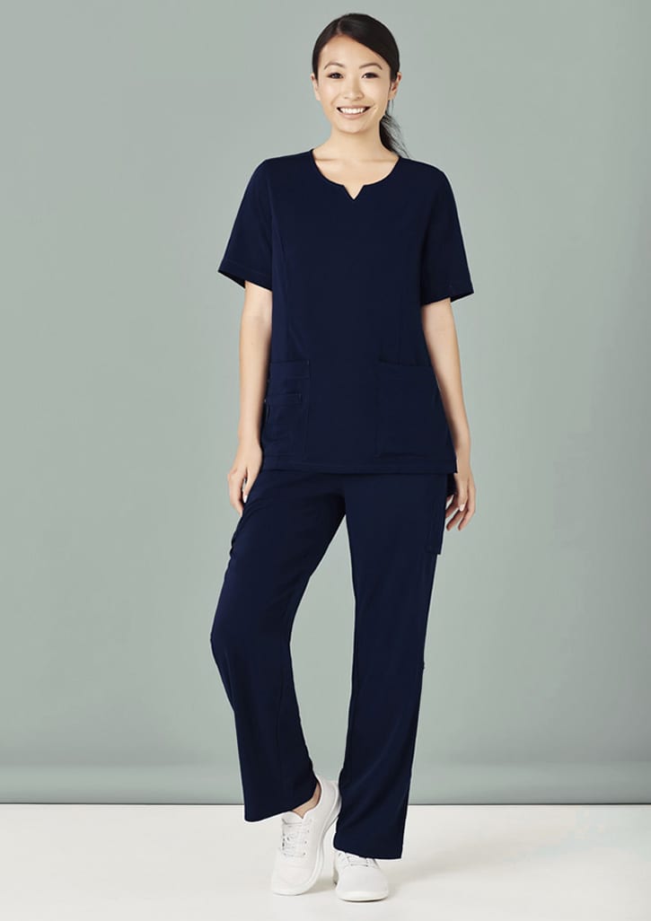 Womens Avery Round Neck Scrub Top - CST942LS Image Midnight Navy
