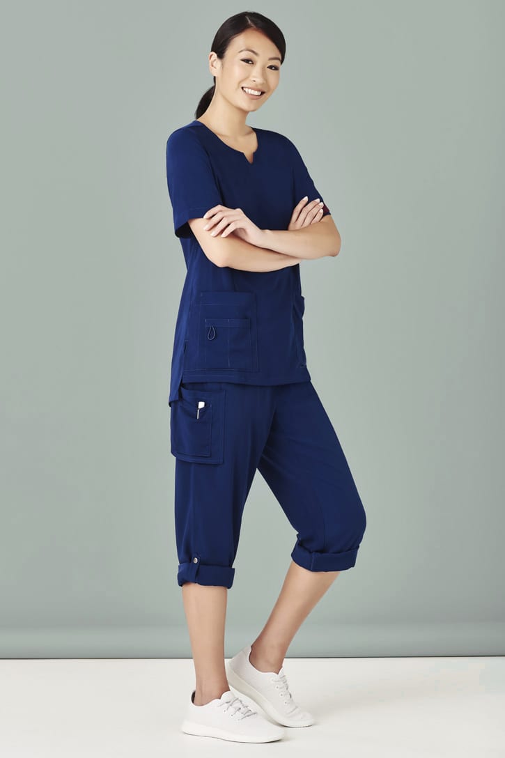 Womens Avery Round Neck Scrub Top - CST942LS Image Navy