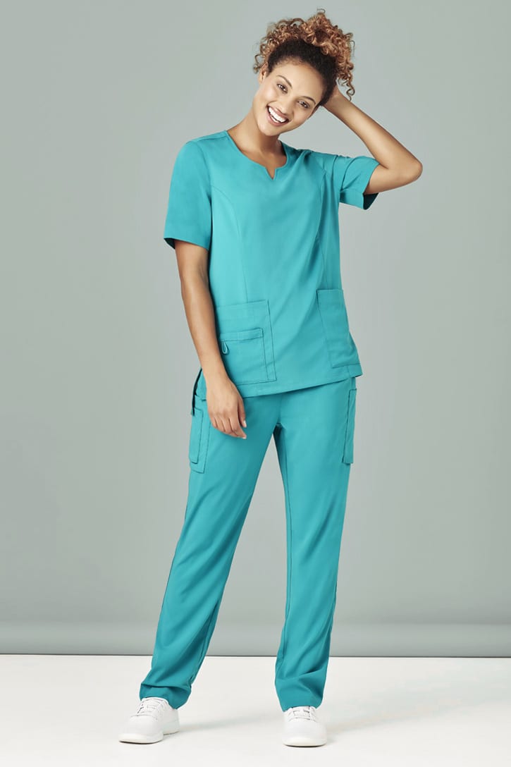 Womens Avery Round Neck Scrub Top - CST942LS Image Teal