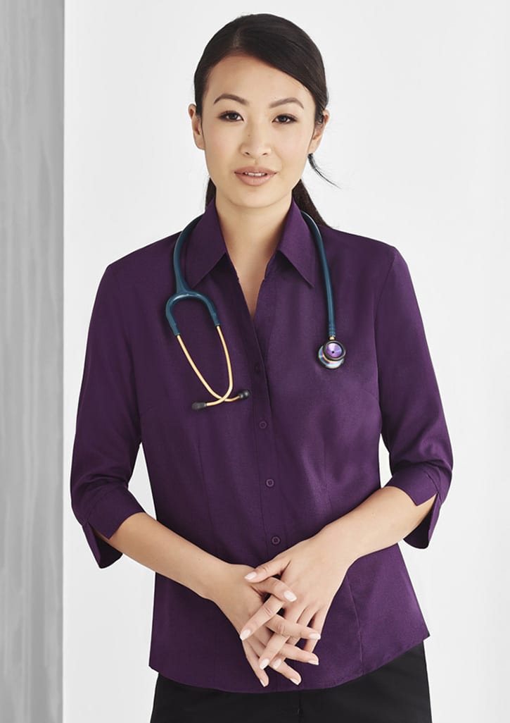 Oasis Ladies Plain 3/4 Sleeve Shirt - LB3600 Image Grape