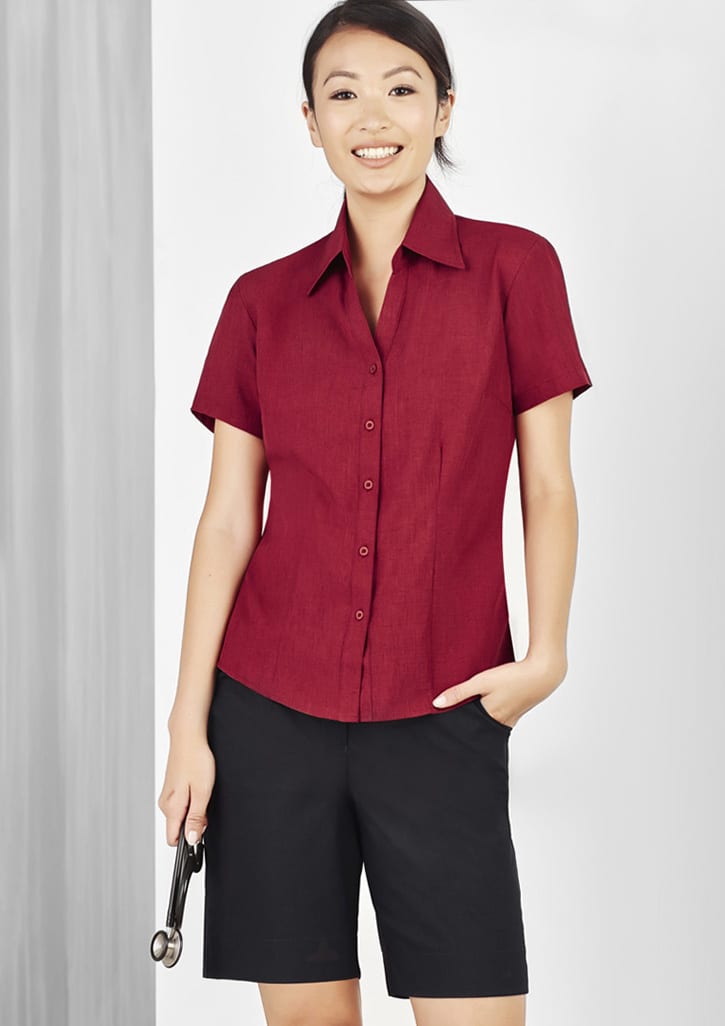 Oasis Ladies Plain Short Sleeve Shirt - LB3601 Image Cherry