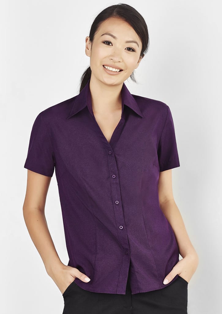 Oasis Ladies Plain Short Sleeve Shirt - LB3601 Image Grape