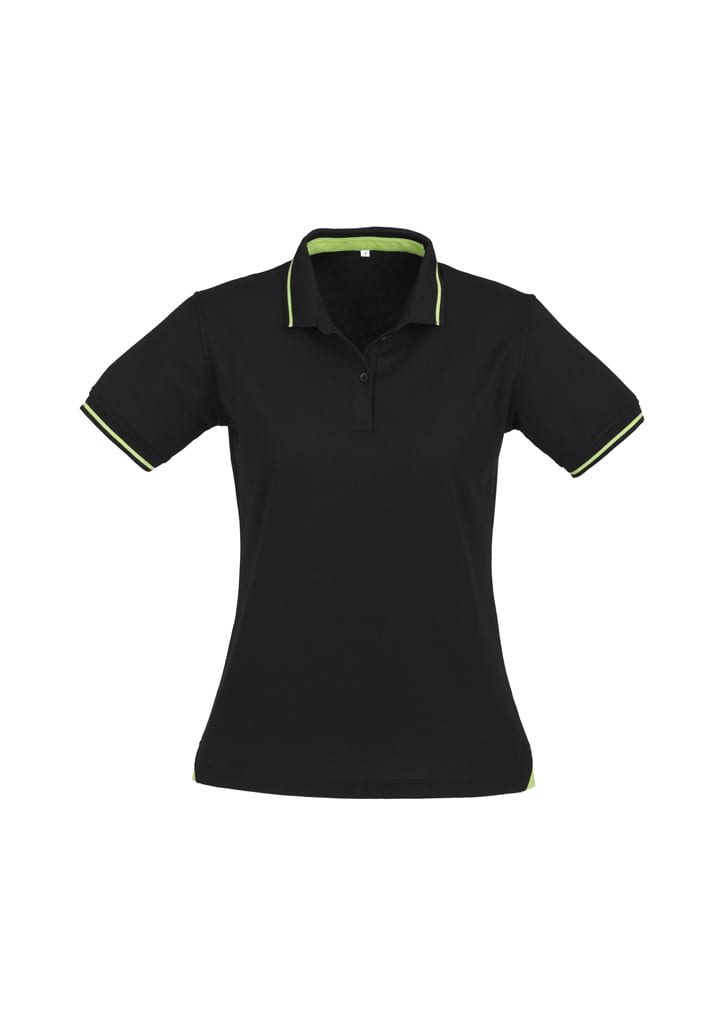 Womens Jet Short Sleeve Polo - P226LS Image Black/Bright Green