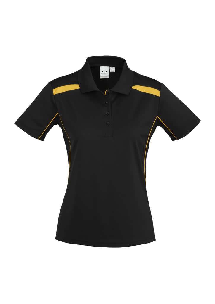 Womens United Short Sleeve Polo - P244LS Image Black/Gold