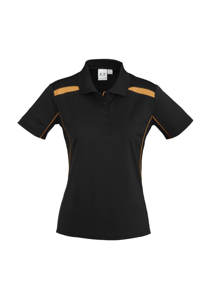 Womens United Short Sleeve Polo - P244LS Image Black/Orange