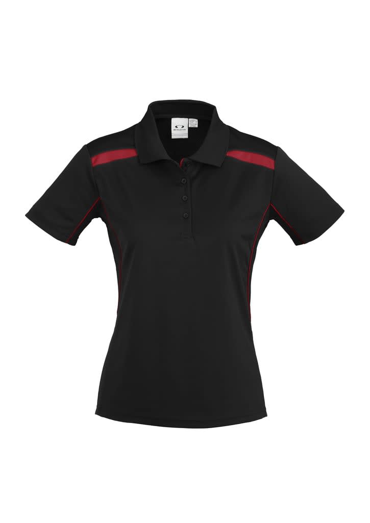 Womens United Short Sleeve Polo - P244LS Image Black/Red