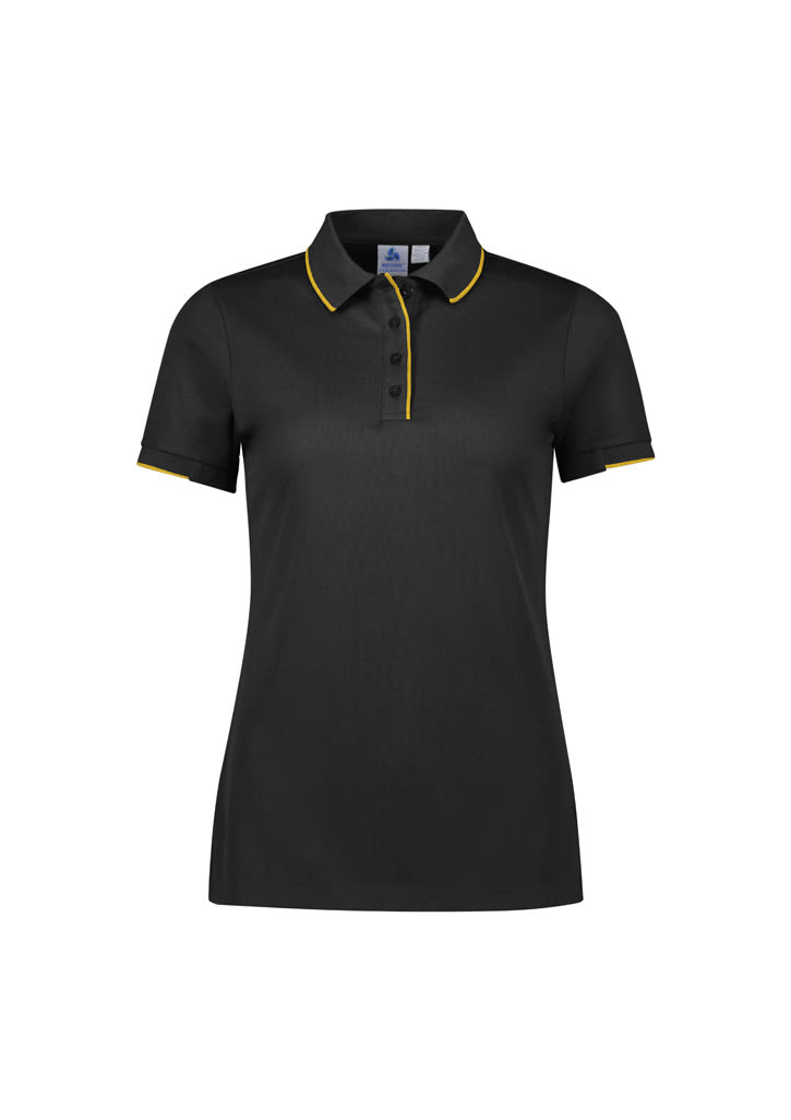 Womens Focus Short Sleeve Polo - P313LS Image Black/Gold