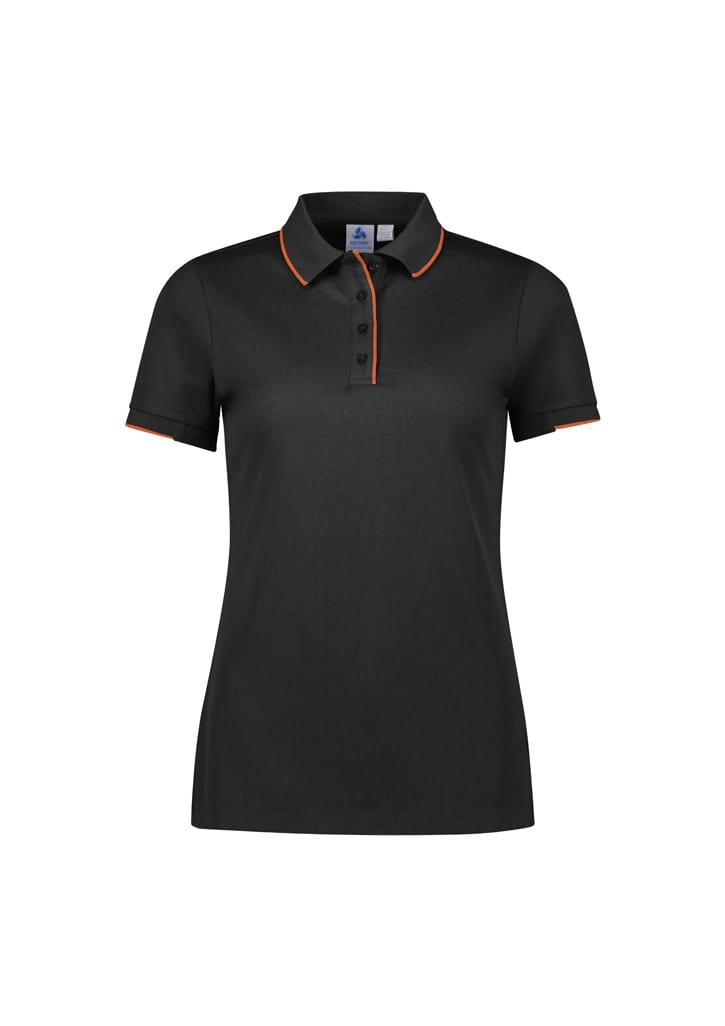 Womens Focus Short Sleeve Polo - P313LS Image Black/Orange