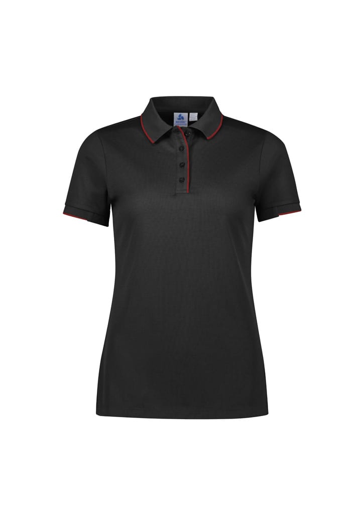 Womens Focus Short Sleeve Polo - P313LS Image Black/Red