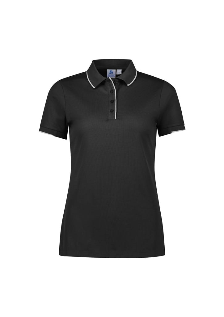 Womens Focus Short Sleeve Polo - P313LS Image Black/White