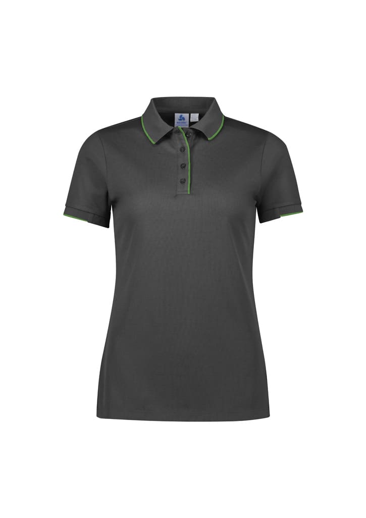 Womens Focus Short Sleeve Polo - P313LS Image Grey/Fluoro Lime