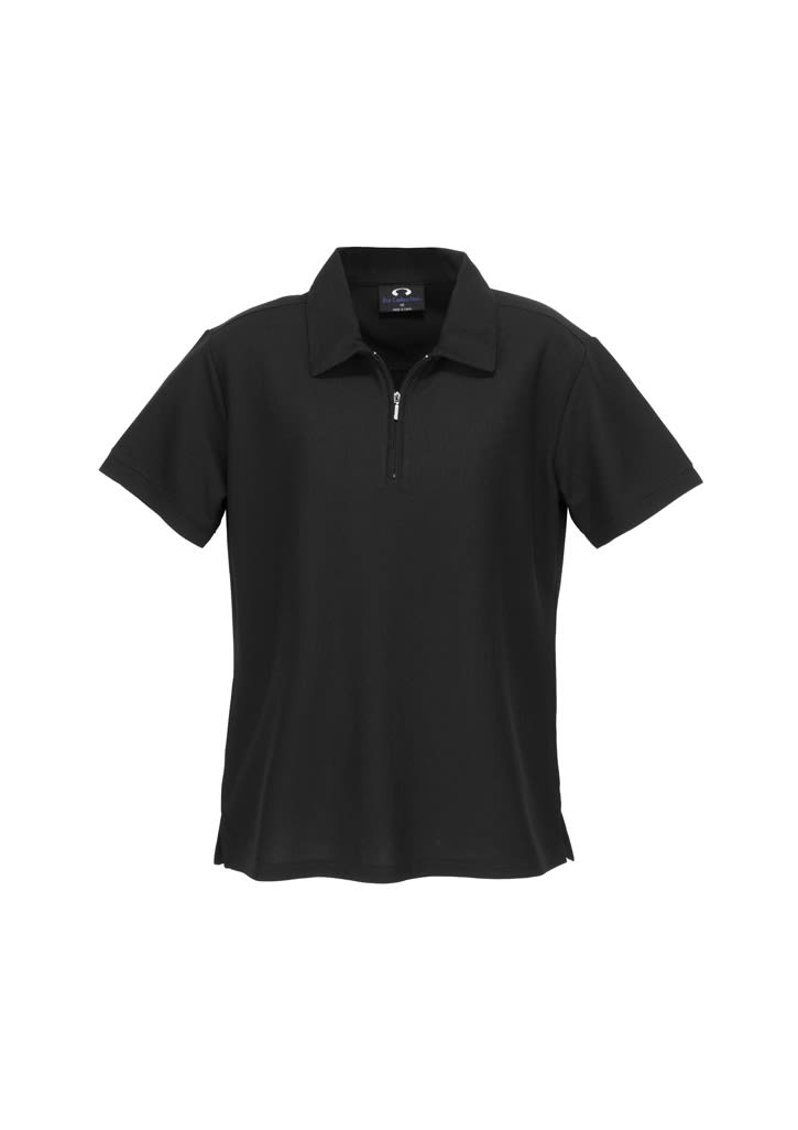 Womens Micro Waffle Short Sleeve Polo - P3325 Image Black