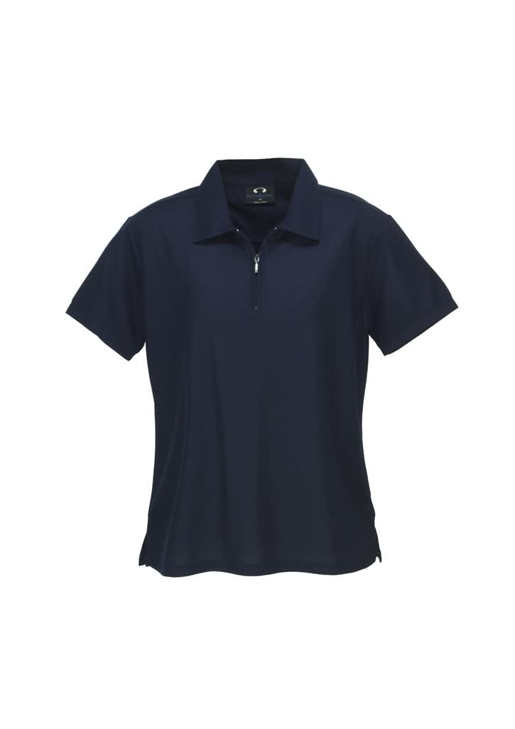 Womens Micro Waffle Short Sleeve Polo - P3325 Image Navy