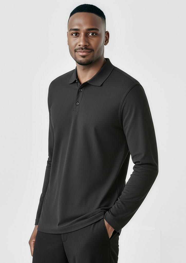 Mens Crew Long Sleeve Polo
