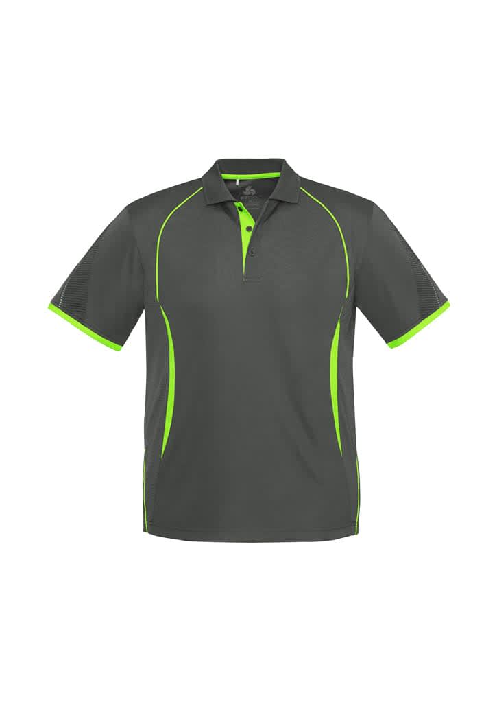 Kids Razor Short Sleeve Polo - P405KS Image Grey/Fluoro Lime