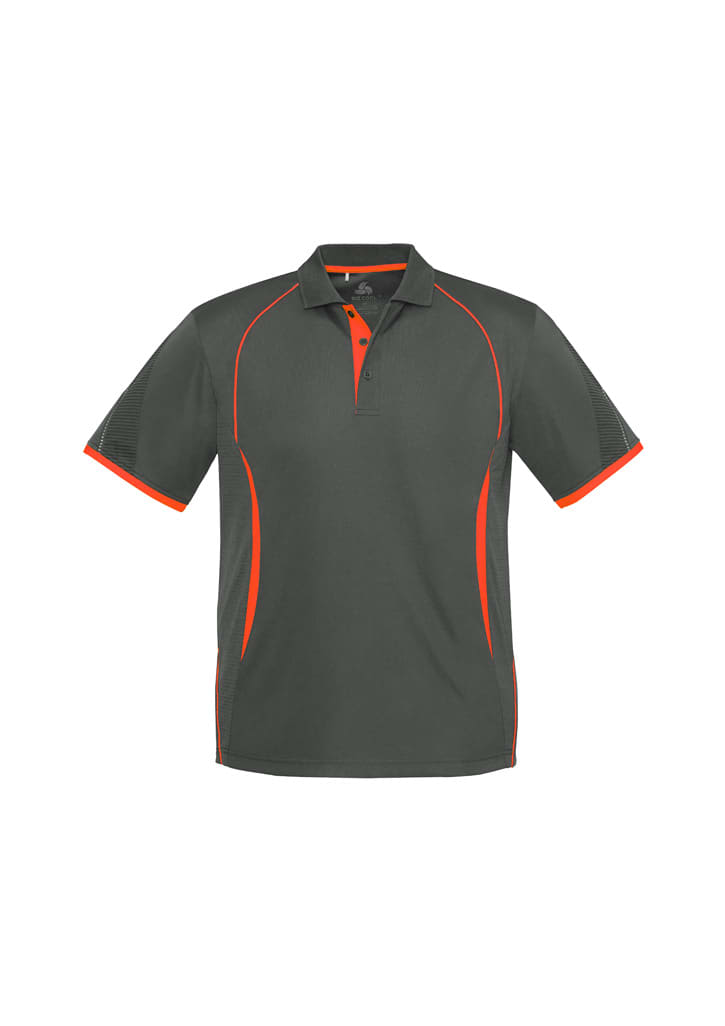 Kids Razor Short Sleeve Polo - P405KS Image Grey/Fluoro Orange