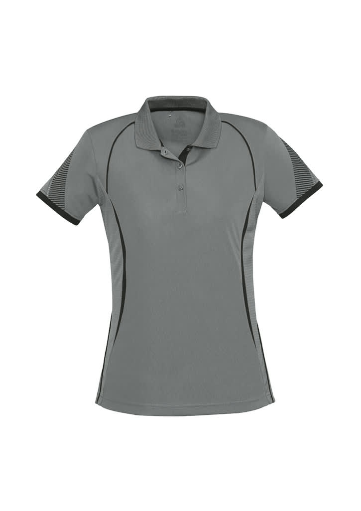 Womens Razor Short Sleeve Polo - P405LS Image Ash/Black