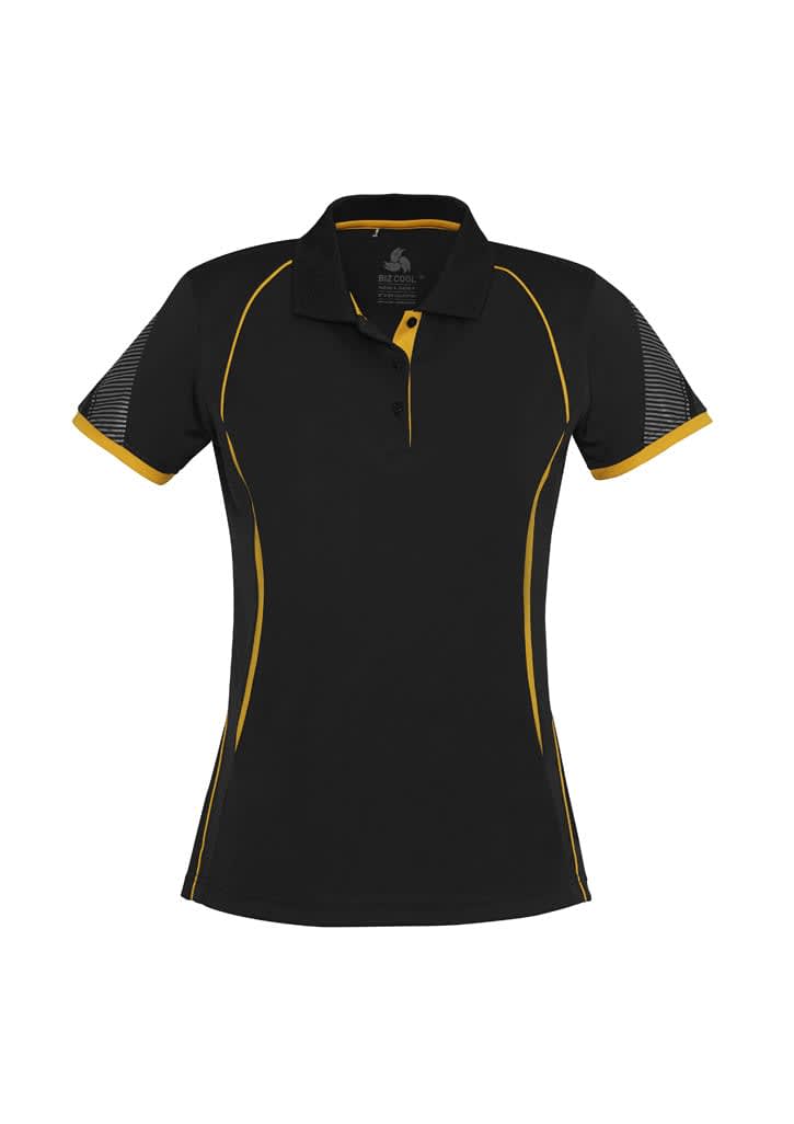 Womens Razor Short Sleeve Polo - P405LS Image Black/Gold
