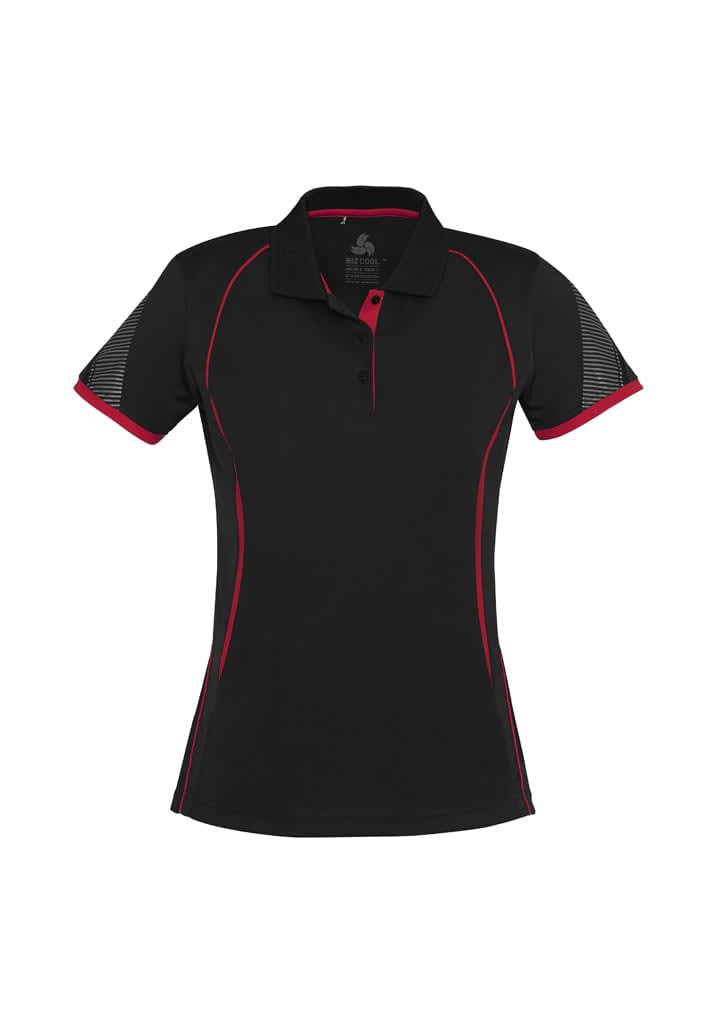 Womens Razor Short Sleeve Polo - P405LS Image Black/Red