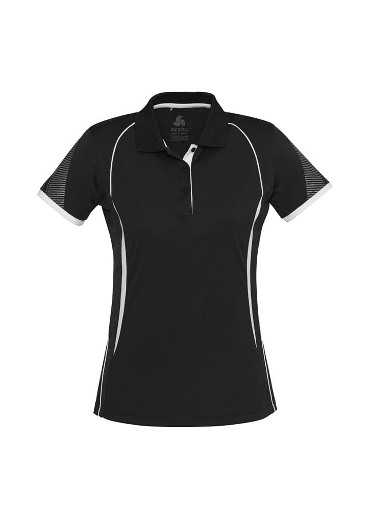 Womens Razor Short Sleeve Polo - P405LS Image Black/White