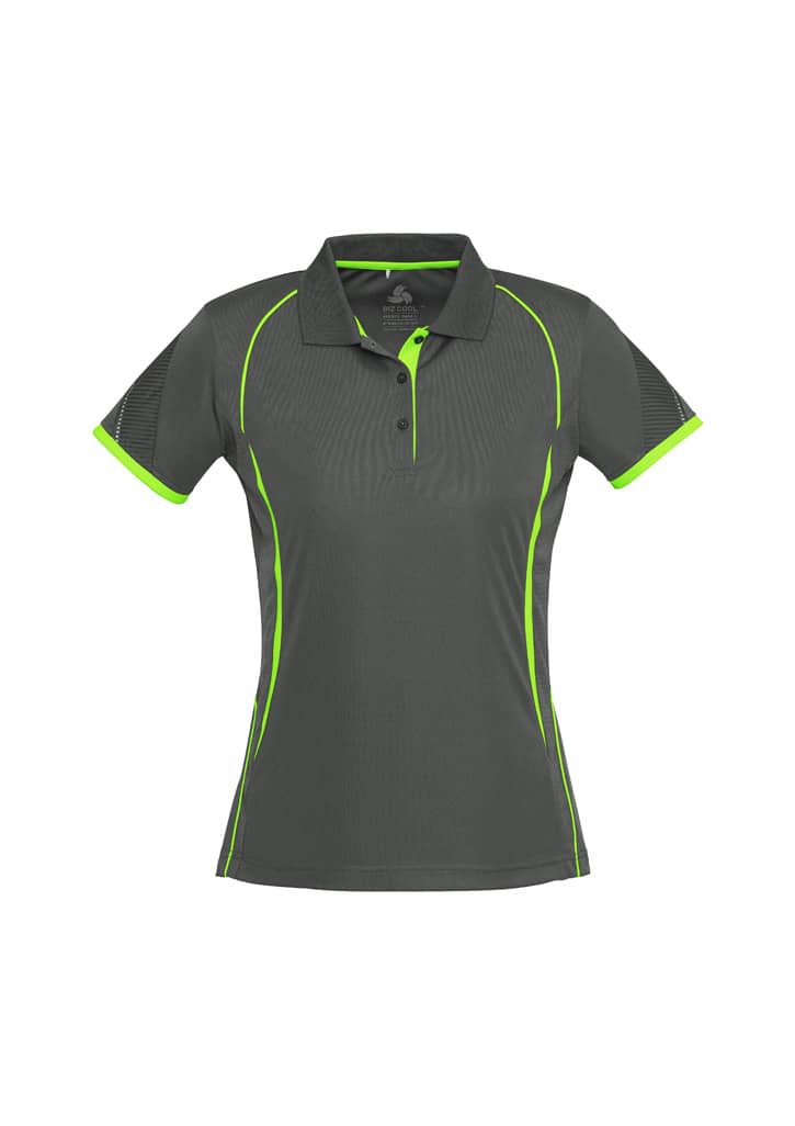 Womens Razor Short Sleeve Polo - P405LS Image Grey/Fluoro Lime