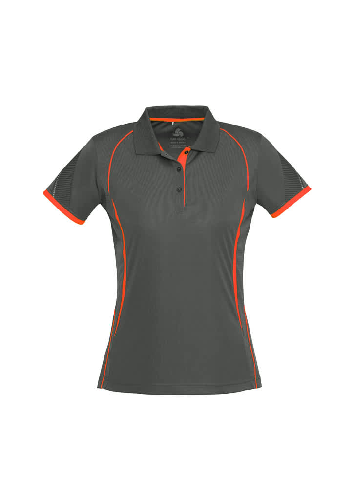 Womens Razor Short Sleeve Polo - P405LS Image Grey/Fluoro Orange