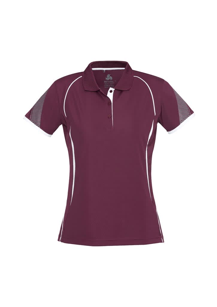 Womens Razor Short Sleeve Polo - P405LS Image Maroon/White