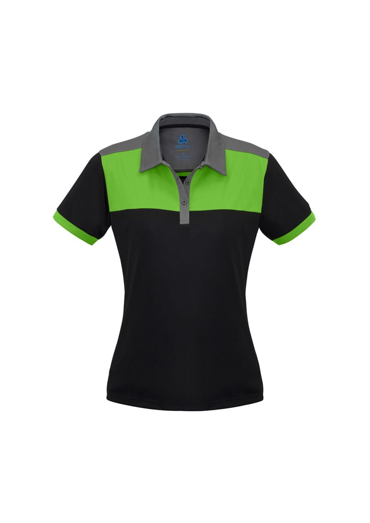 Womens Charger Short Sleeve Polo - P500LS Image Black/Green/Grey