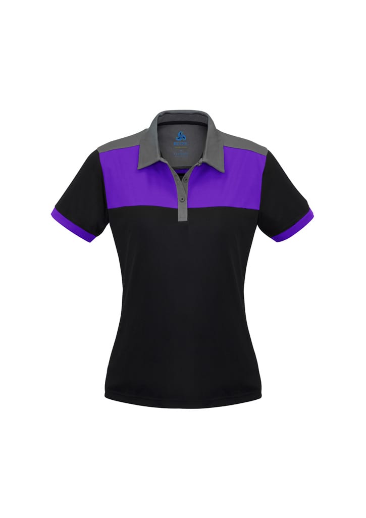 Womens Charger Short Sleeve Polo - P500LS Image Black/Purple/Grey