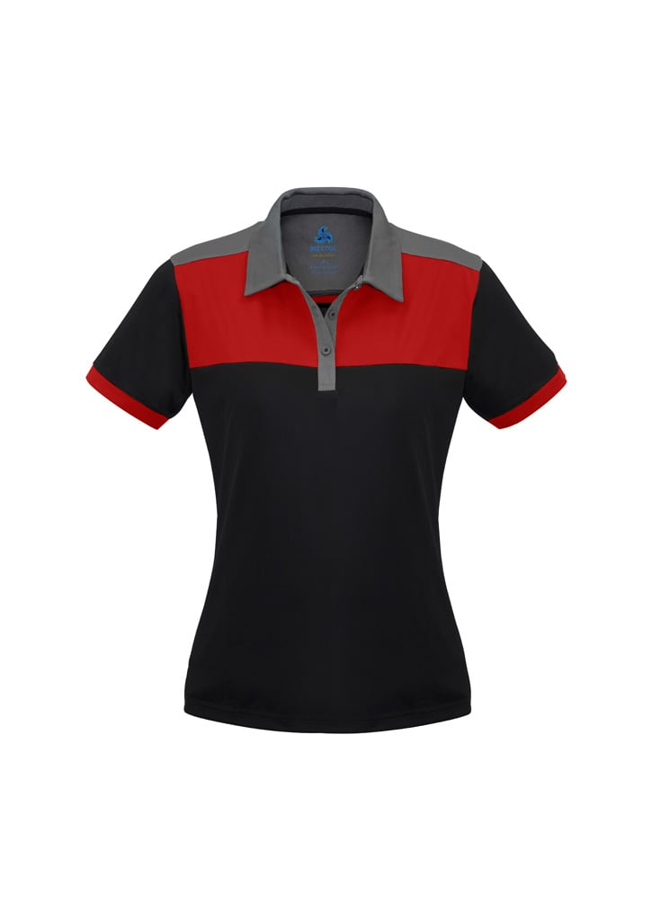 Womens Charger Short Sleeve Polo - P500LS Image Black/Red/Grey