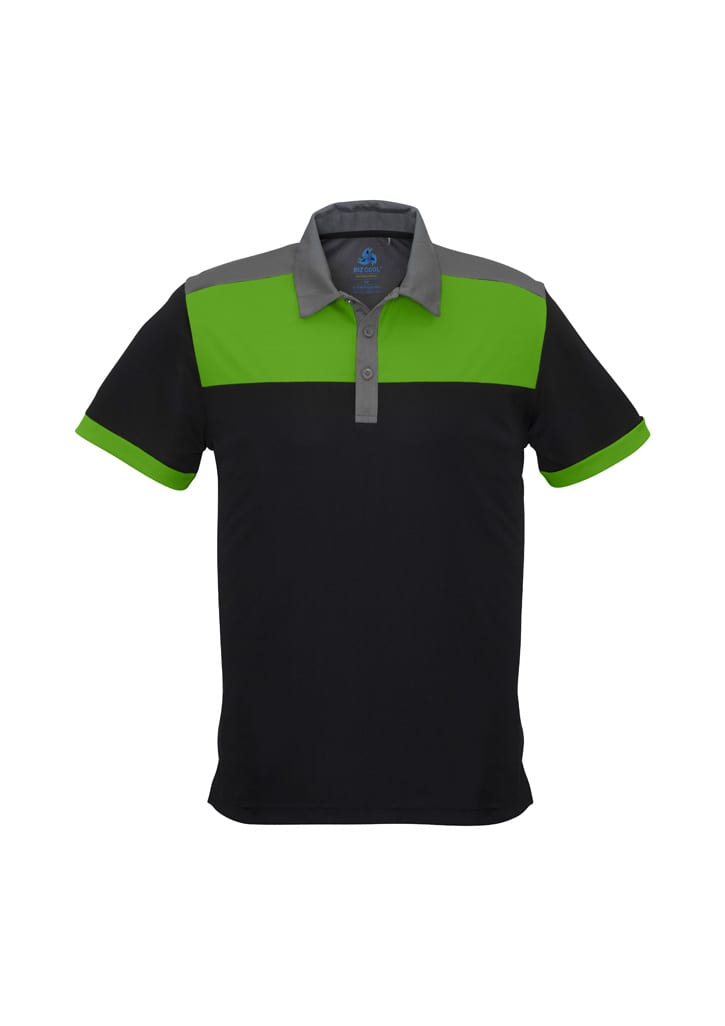 Mens Charger Short Sleeve Polo - P500MS Image Black/Green/Grey