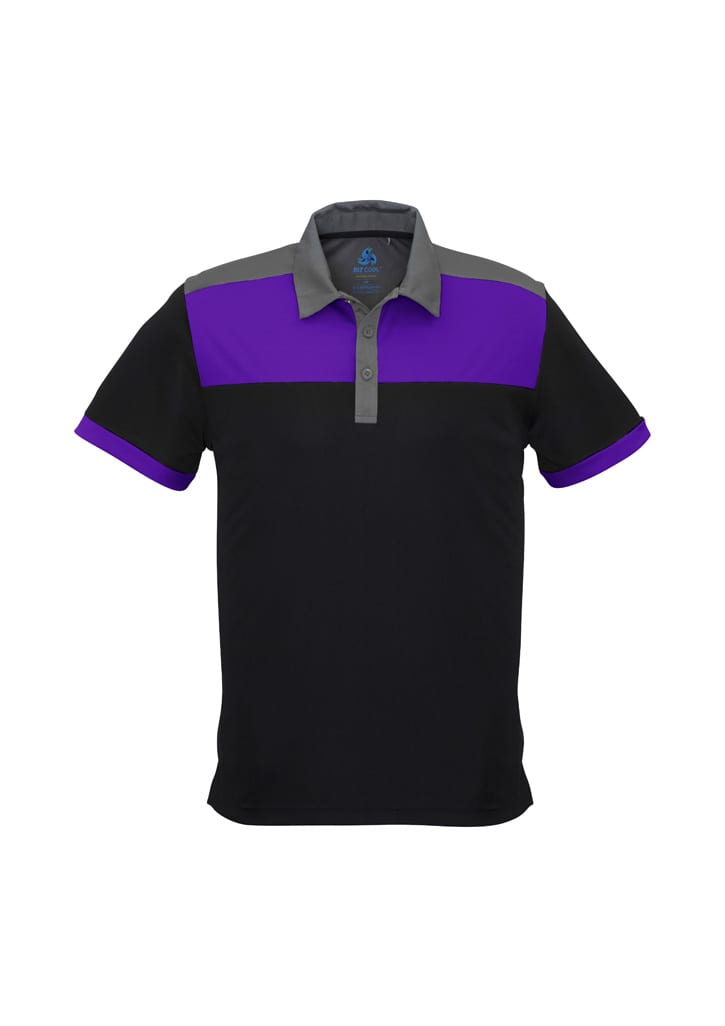 Mens Charger Short Sleeve Polo - P500MS Image Black/Purple/Grey