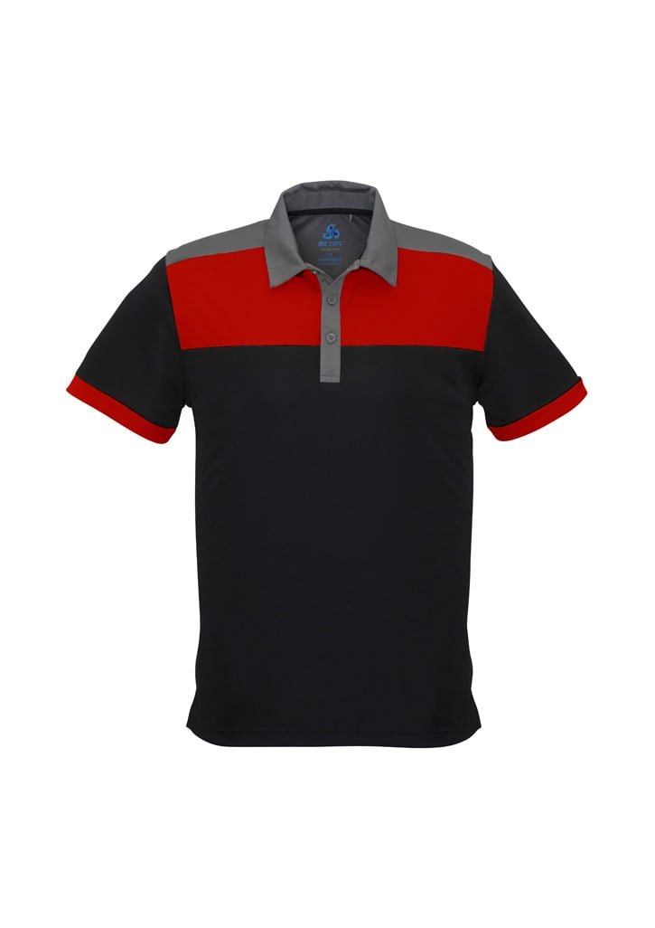 Mens Charger Short Sleeve Polo - P500MS Image Black/Red/Grey