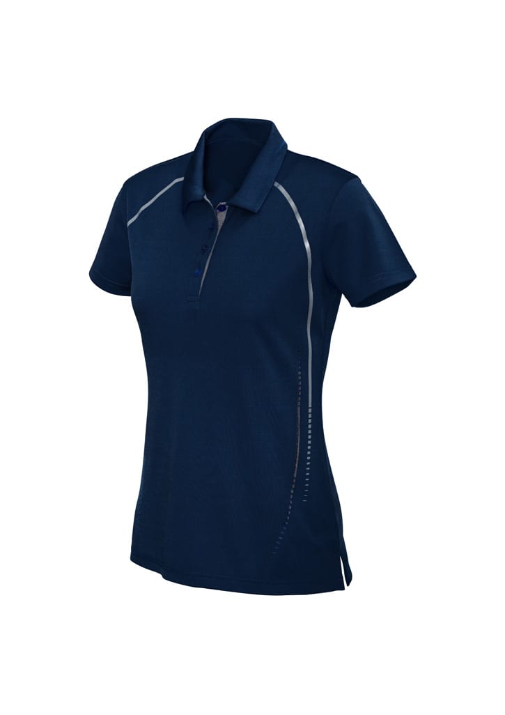 Womens Cyber Short Sleeve Polo - P604LS Image Navy/Silver