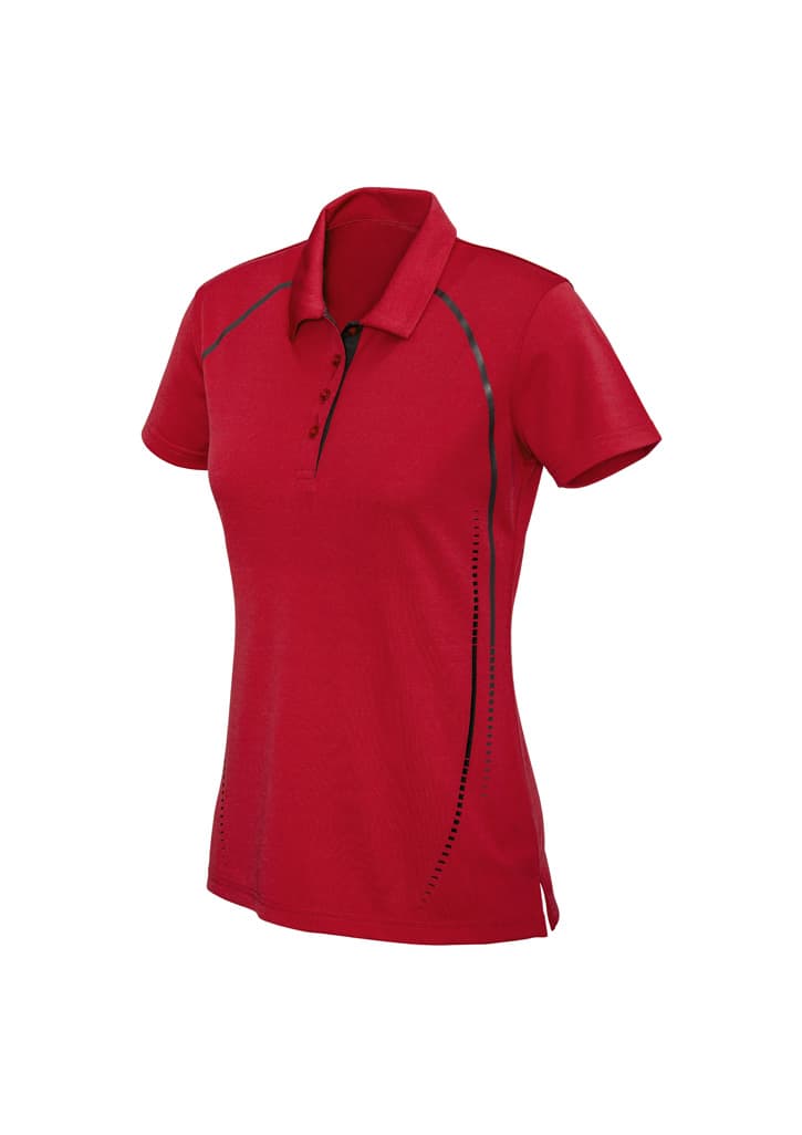 Womens Cyber Short Sleeve Polo - P604LS Image Red/Silver