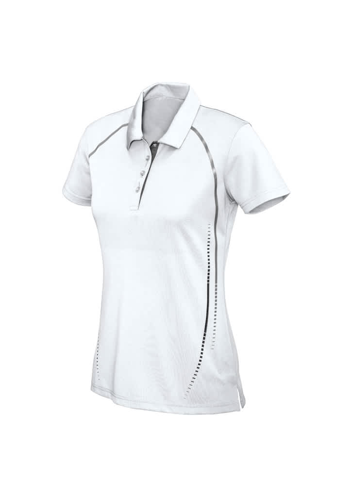 Womens Cyber Short Sleeve Polo - P604LS Image White/Silver