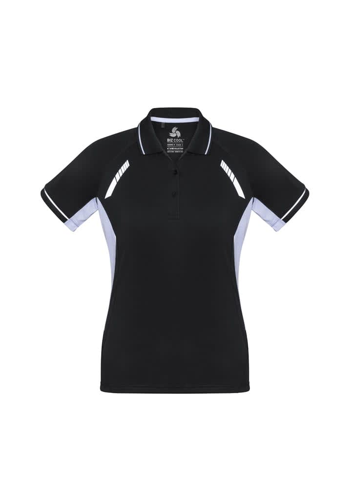 Womens Renegade Short Sleeve Polo - P700LS Image Black/White/Silver