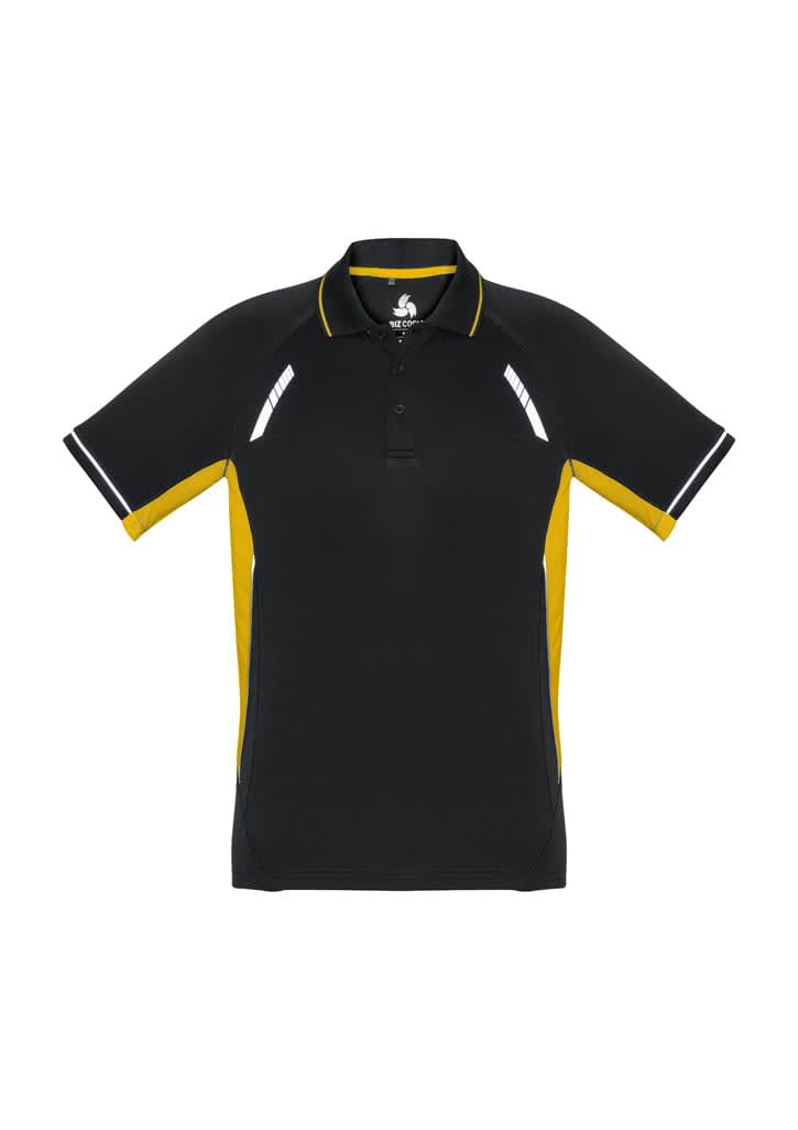 Mens Renegade Short Sleeve Polo - P700MS Image Black/Gold/Silver