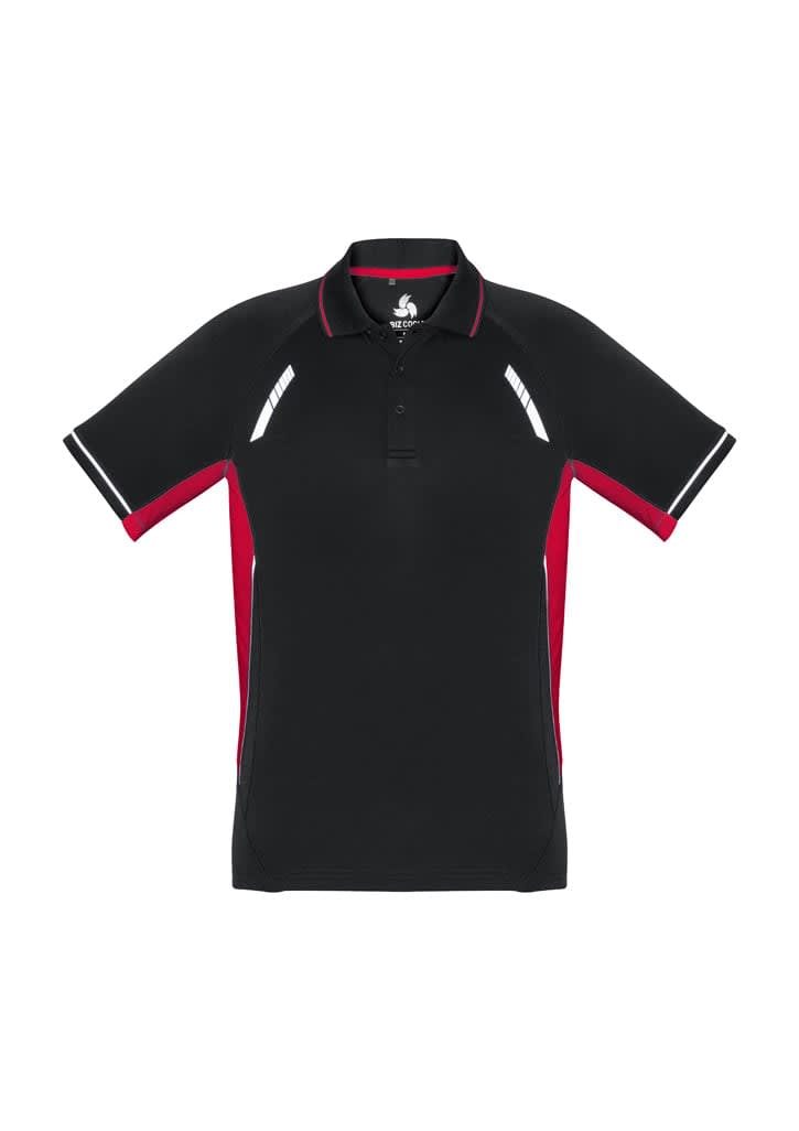 Mens Renegade Short Sleeve Polo - P700MS Image Black/Red/Silver