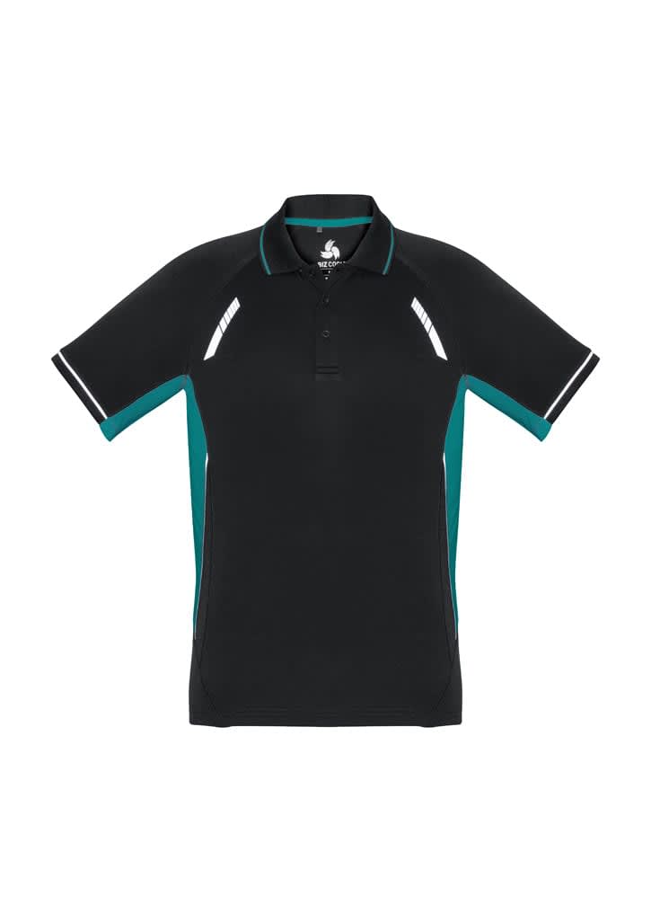 Mens Renegade Short Sleeve Polo - P700MS Image Black/Teal/Silver