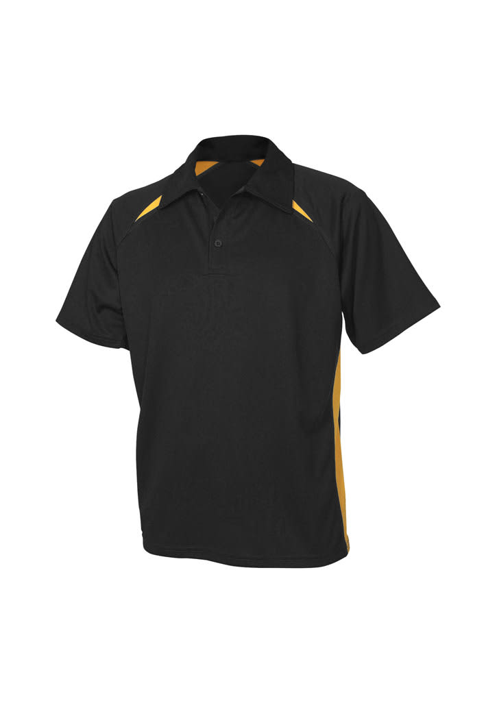 Mens Splice Short Sleeve Polo - P7700 Image Black/Gold