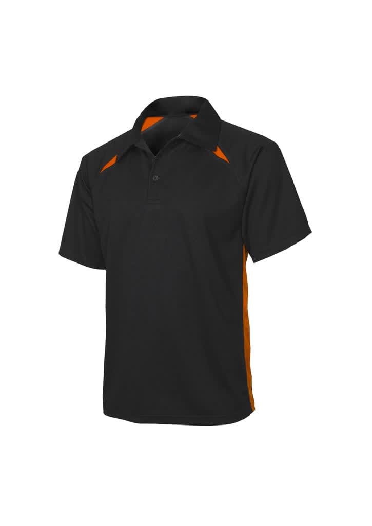 Mens Splice Short Sleeve Polo - P7700 Image Black/Orange
