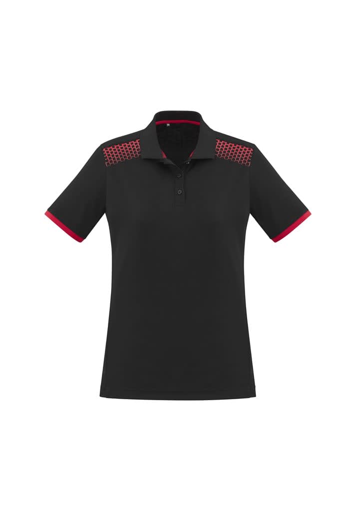 Womens Galaxy Short Sleeve Polo - P900LS Image Black/Red