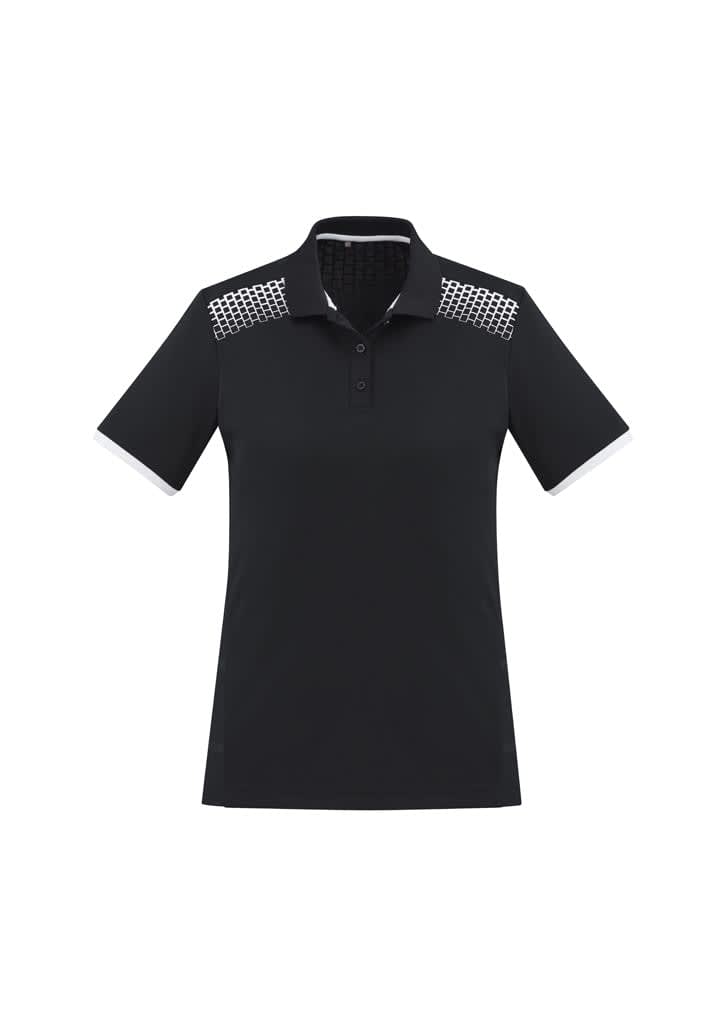 Womens Galaxy Short Sleeve Polo - P900LS Image Black/White