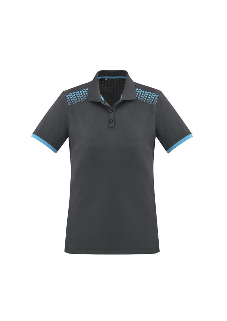 Womens Galaxy Short Sleeve Polo - P900LS Image Grey/Cyan