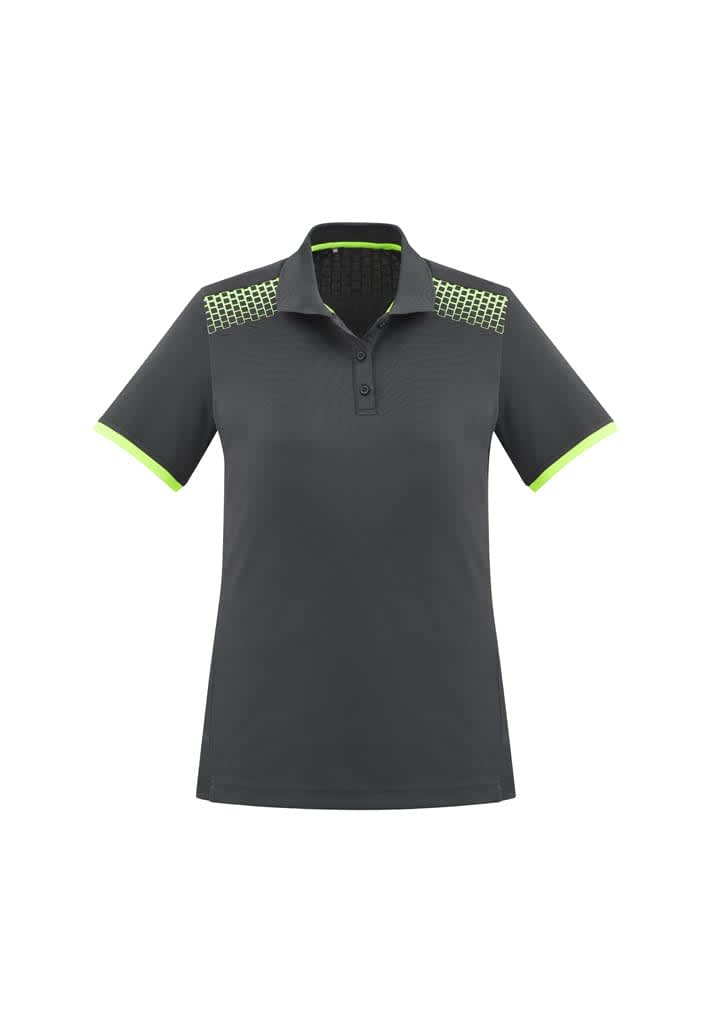 Womens Galaxy Short Sleeve Polo - P900LS Image Grey/Fluoro Lime