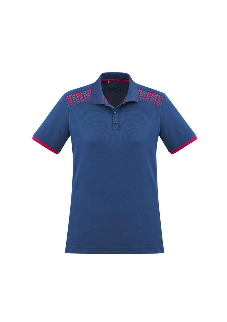 Womens Galaxy Short Sleeve Polo - P900LS Image Steel Blue/Magenta